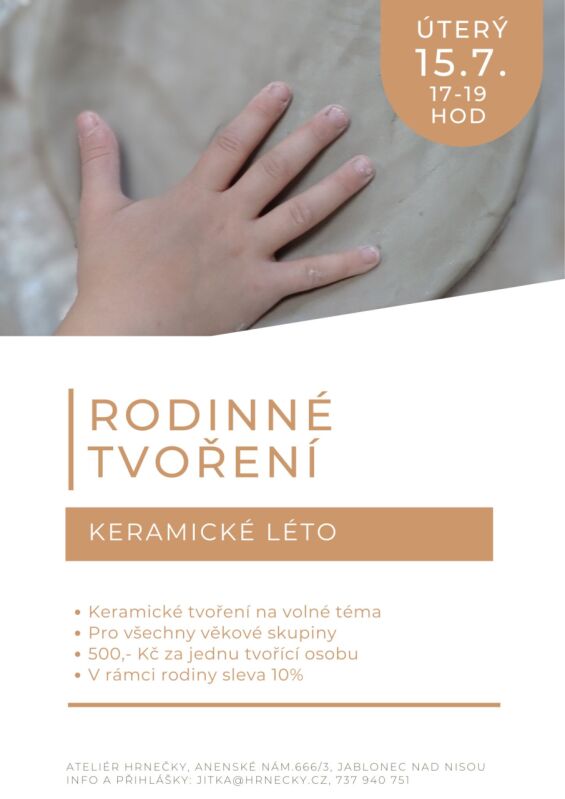 Keramické léto - Rodinné tvoření - 15.7.2026